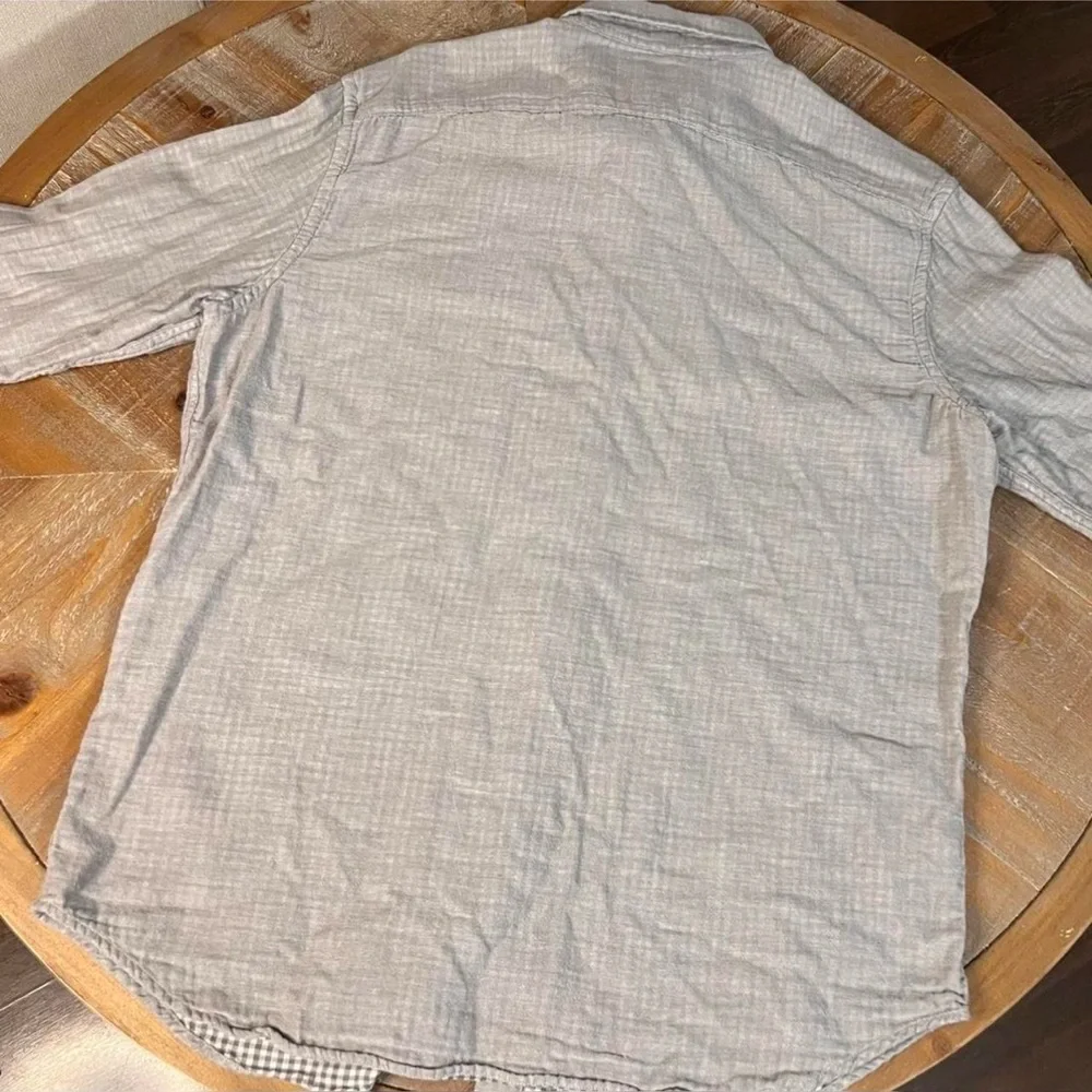 Banana Republic‎ Mens Linen Blend Button Up Shirt Slim Long Sleeve Gray Large